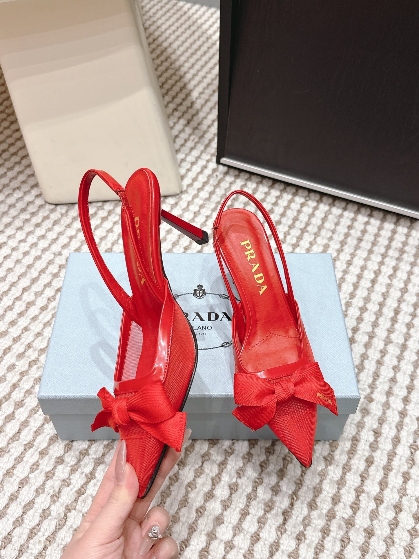 PRA 2026S Slingback 70 Scarlet Red Mesh Leather 657733