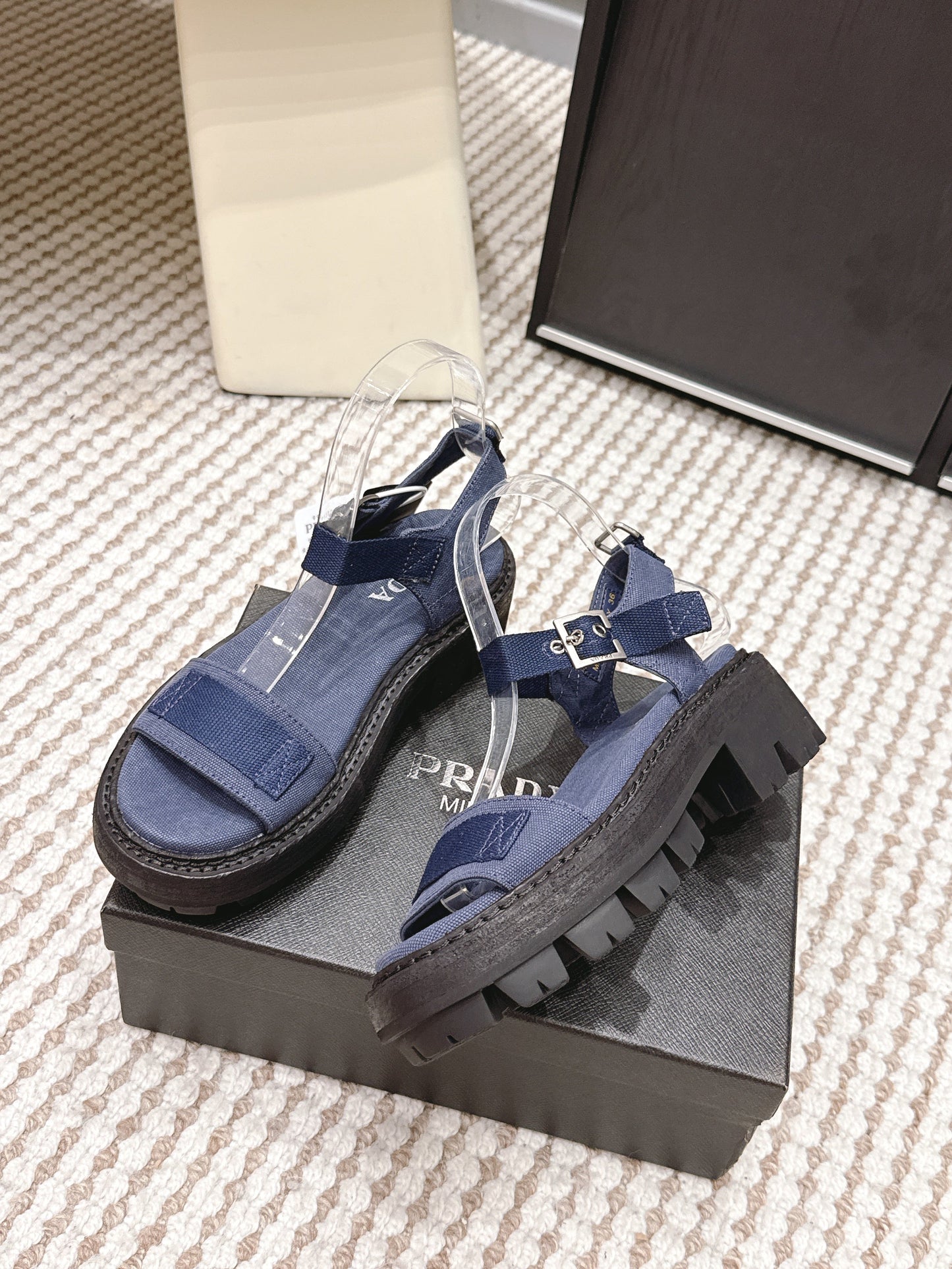 PRA 2026S Roman Sandals Dark Blue Canvas 657519
