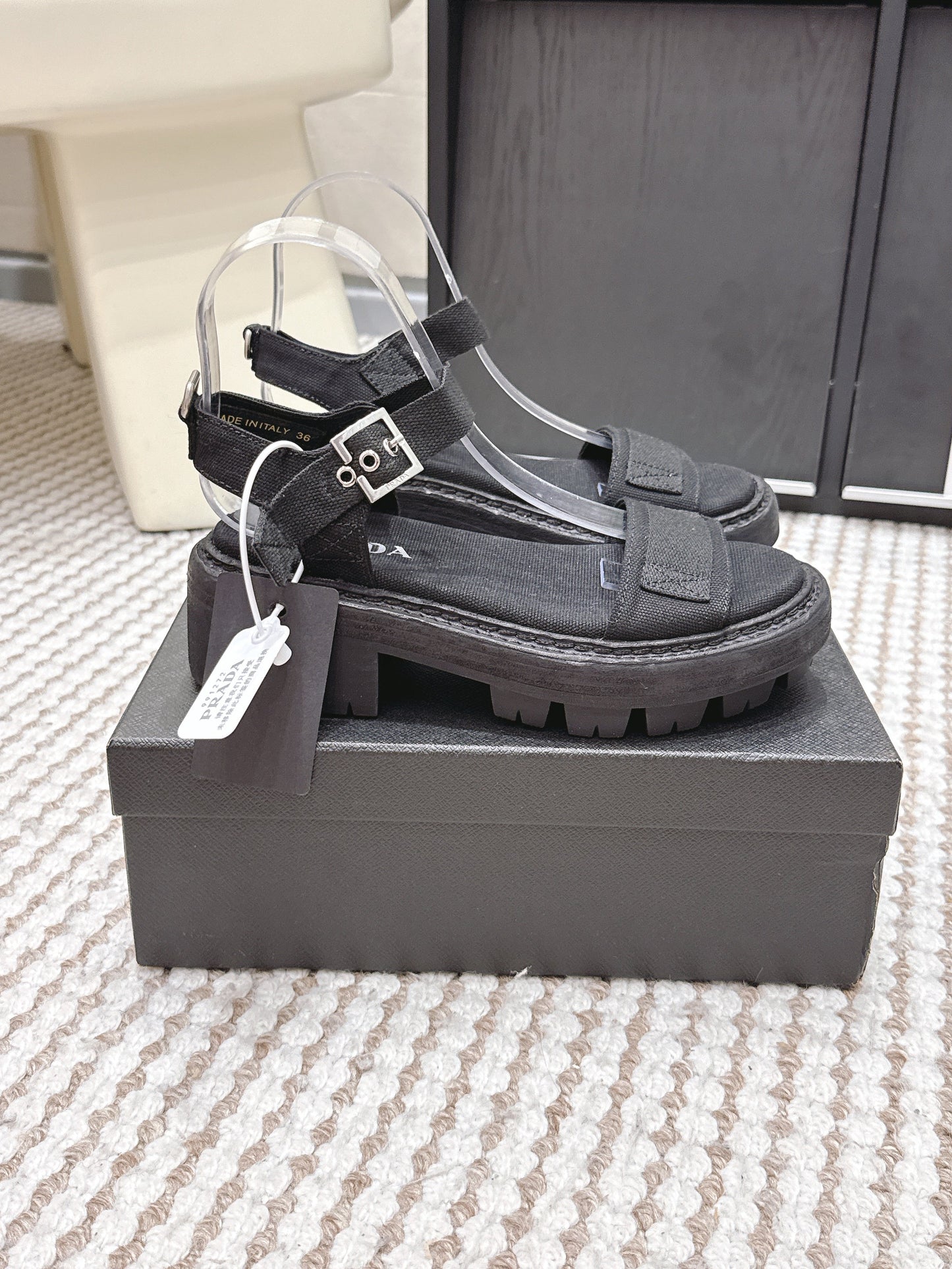 PRA 2026S Roman Sandals Black Canvas 657520
