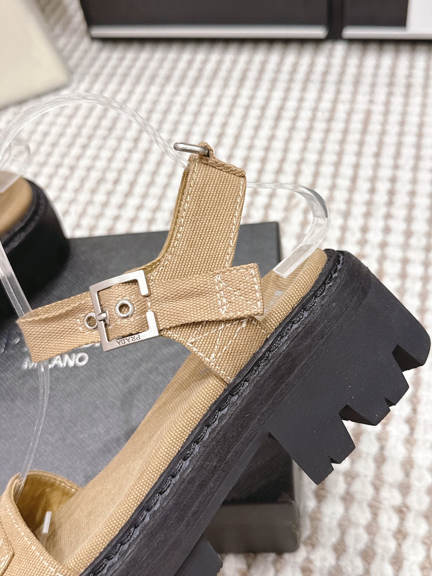 PRA 2026S Roman Sandals Beige Canvas 657522