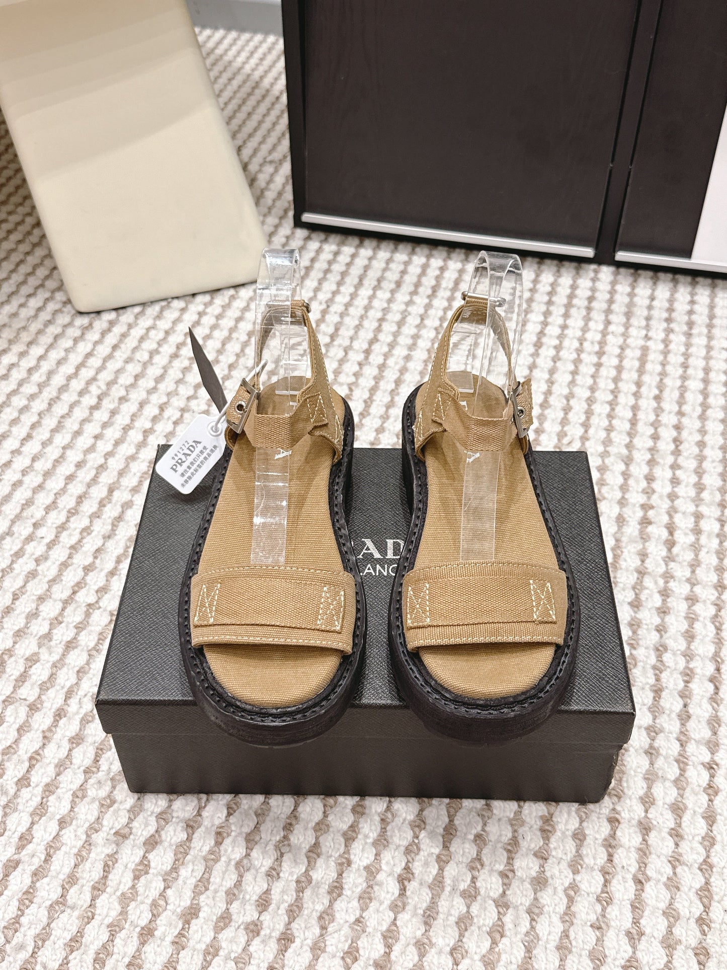 PRA 2026S Roman Sandals Beige Canvas 657522