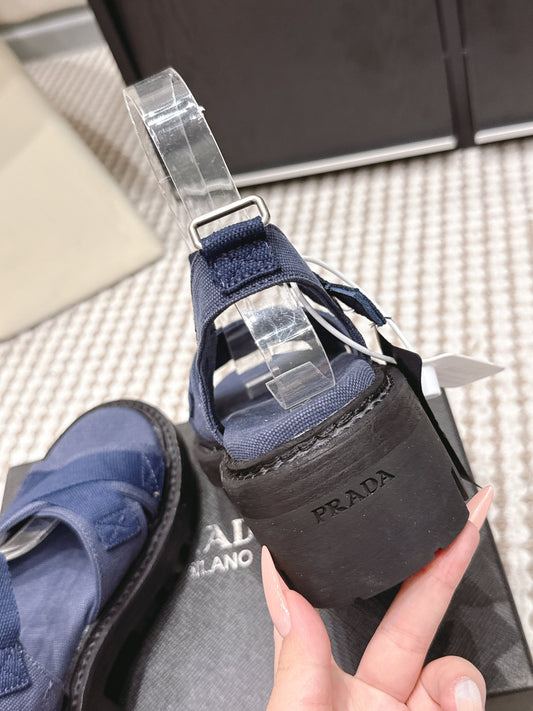 PRA 2026S Platform Sandals Dark Blue Canvas 657524
