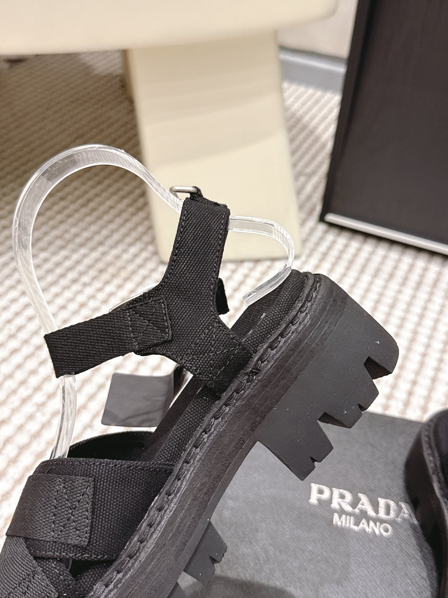 PRA 2026S Platform Sandals Black Canvas 657528