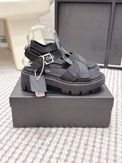 PRA 2026S Platform Sandals Black Canvas 657528