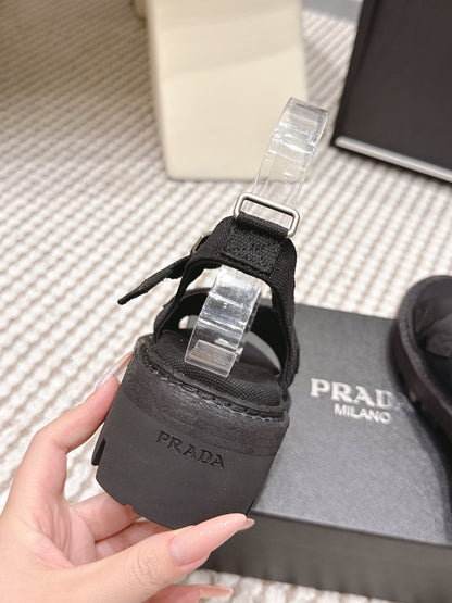 PRA 2026S Platform Sandals Black Canvas 657528