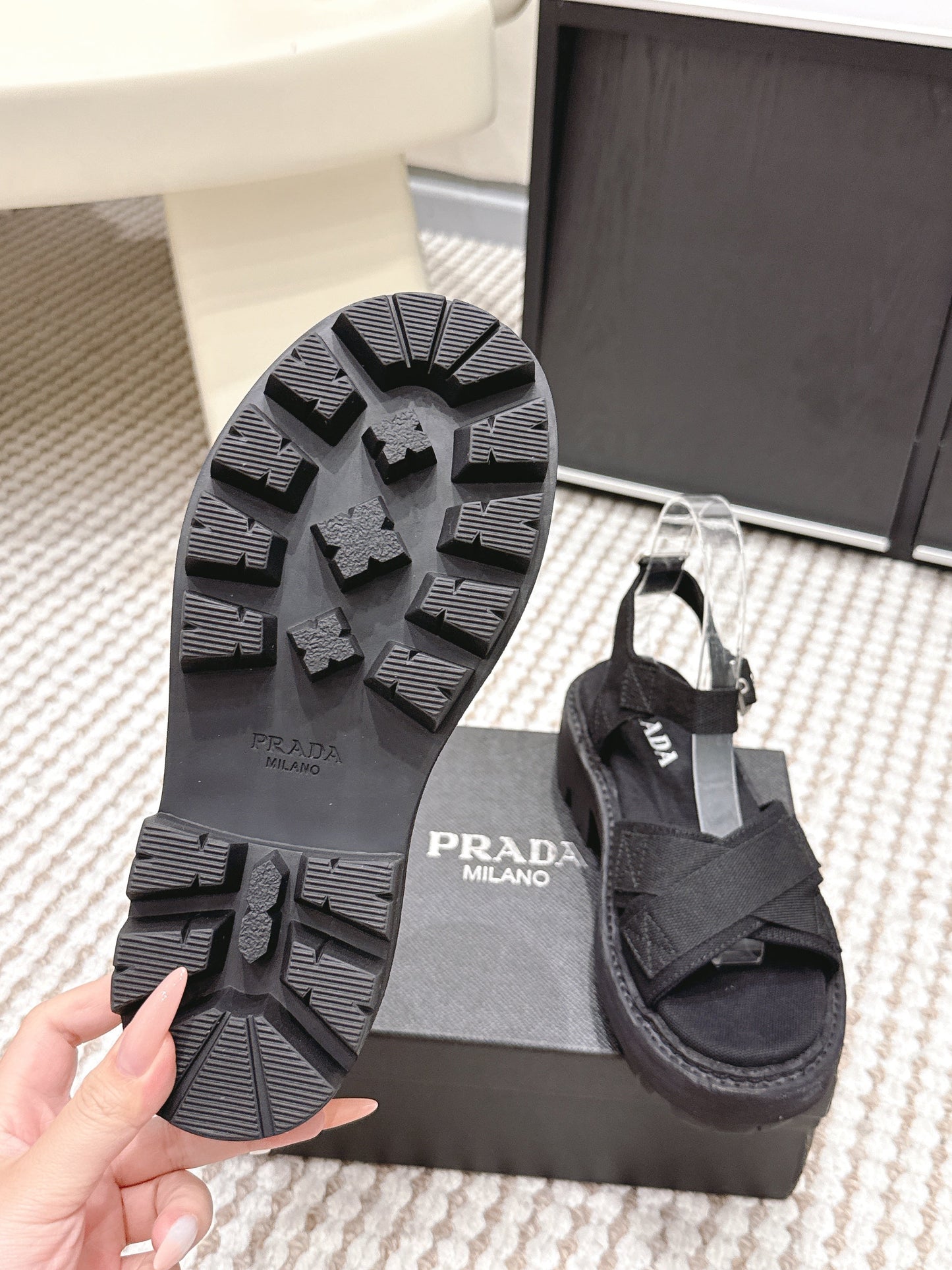 PRA 2026S Platform Sandals Black Canvas 657528