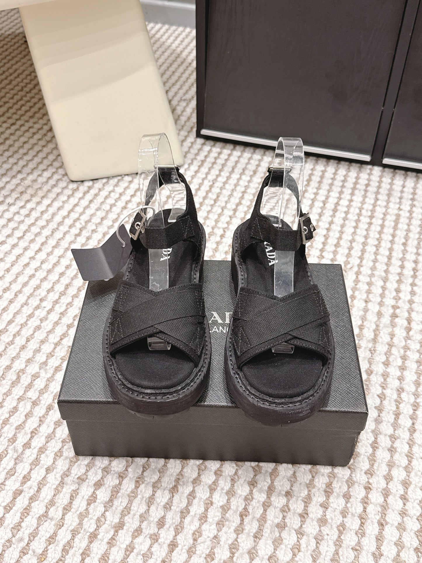 PRA 2026S Platform Sandals Black Canvas 657528