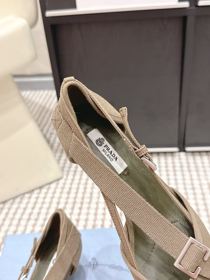 PRA 2026S High Heel Pump 45 Taupe Canvas 658333