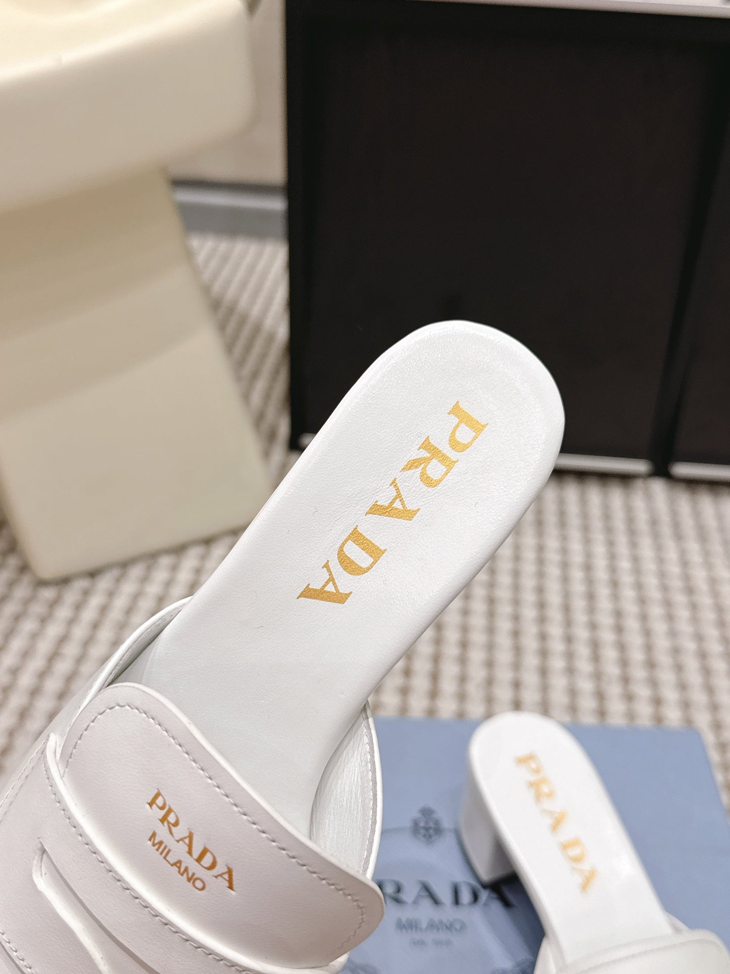 PRA 2026S High Heel Slippers 55 White Leather 658336