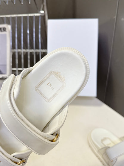 Dior 2026 Velcro Slip-on Sandal White Leather 716902
