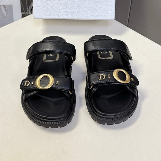 Dior 2026 Velcro Slip-on Sandal Black Leather 716903