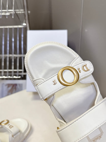 Dior 2026 Velcro Slip-on Sandal White Leather 716902