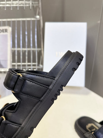 Dior 2026 Velcro Slip-on Sandal Black Leather 716903