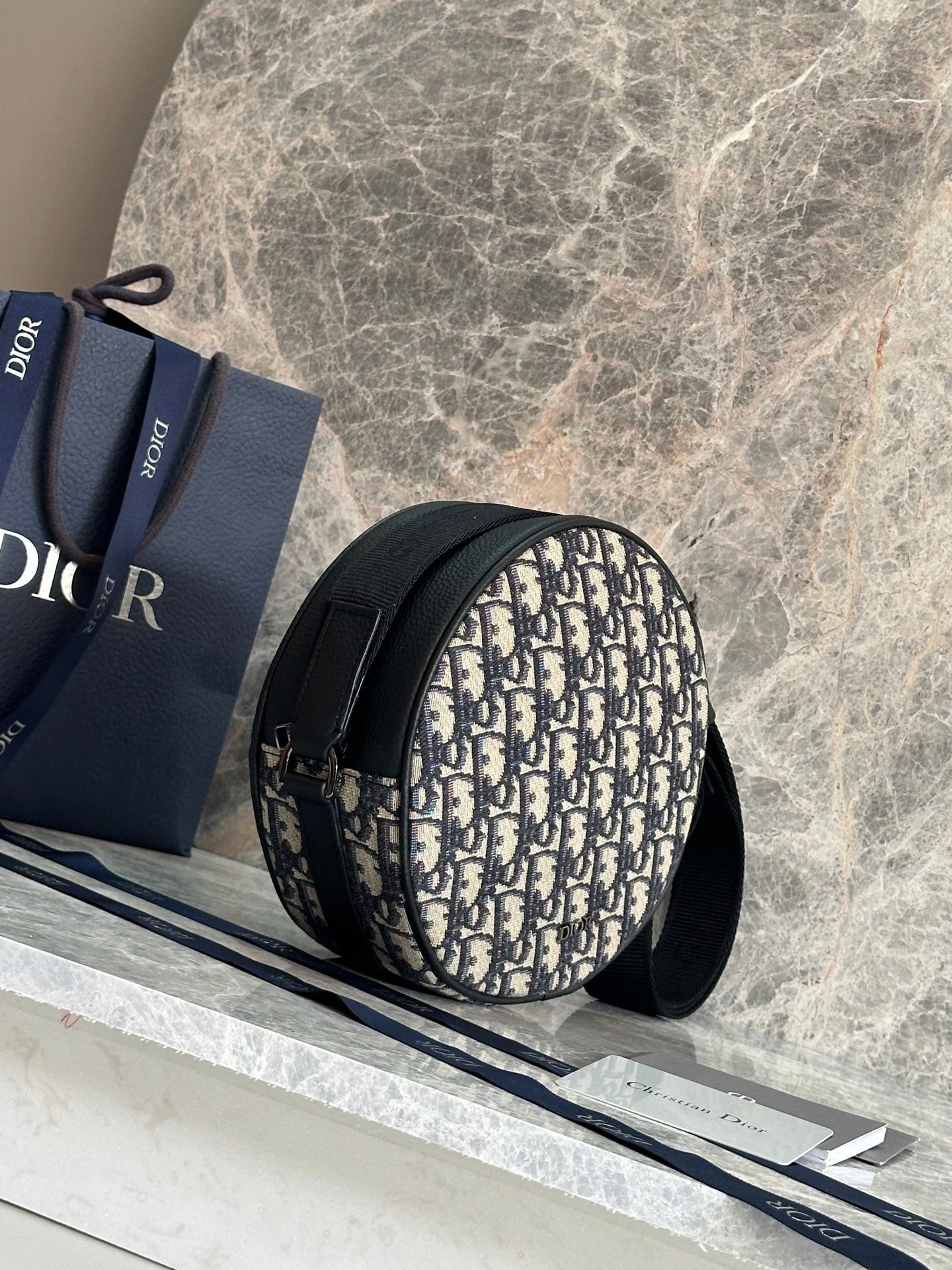 Dior 2026 Baby Ball Bag 20cm Beige Black Fabric Leather