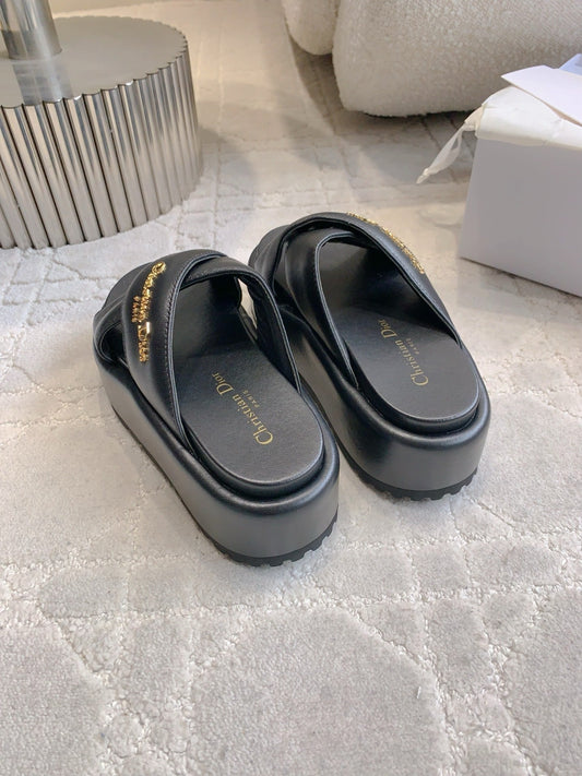 CD 26s  Platform Sandals 65 Black Lambskin 644289