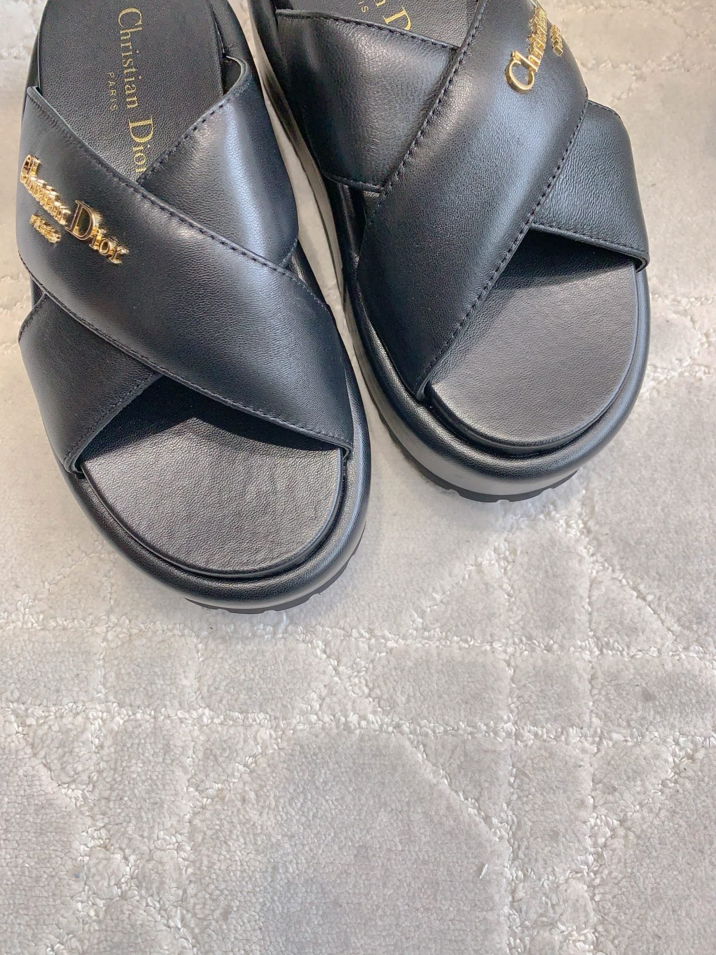 CD 26s  Platform Sandals 65 Black Lambskin 644289