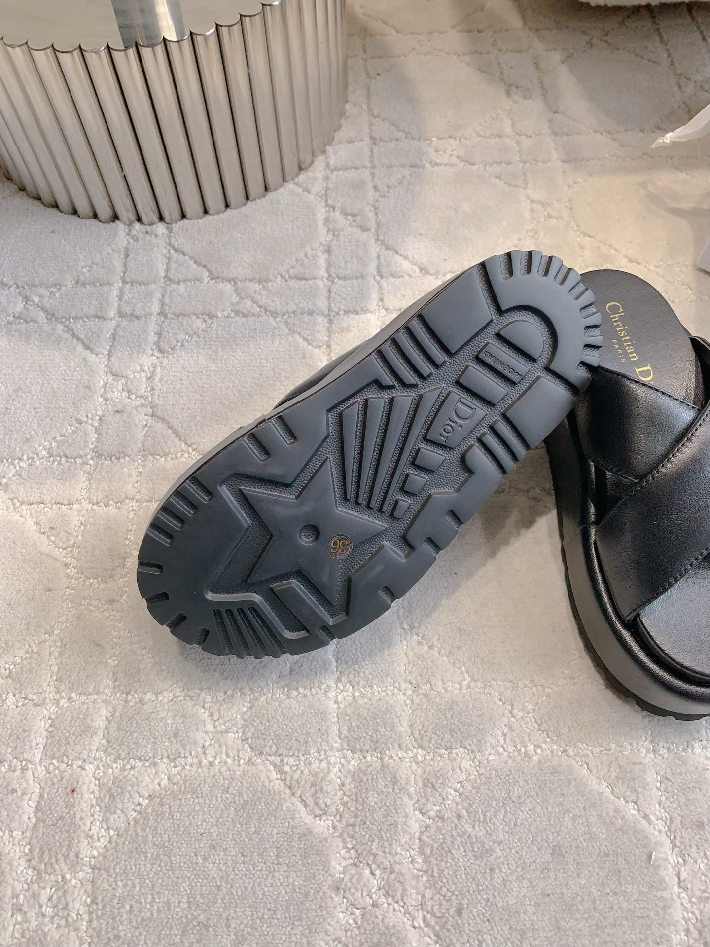 CD 26s  Platform Sandals 65 Black Lambskin 644289