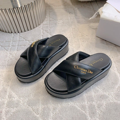 CD 26s  Platform Sandals 65 Black Lambskin 644289