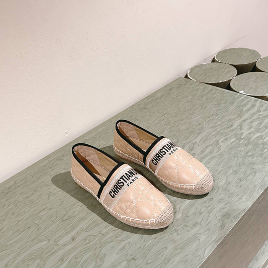 CD 26s Loafers Embroidery Beige Black Cowhide 653265