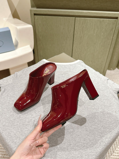 PRA 2026S High Heel Mule 75 Dark Red Patent Leather 657676