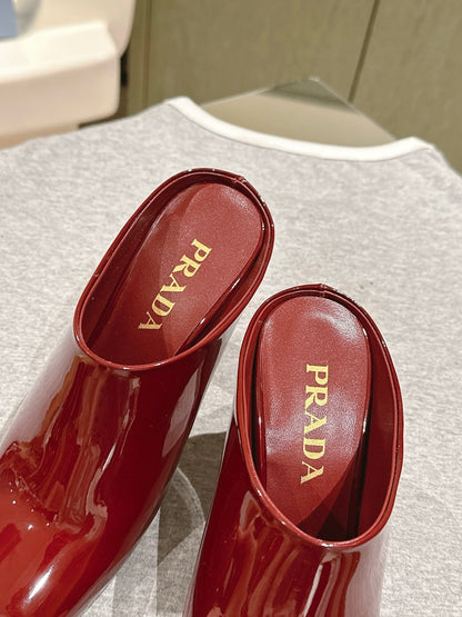 PRA 2026S High Heel Mule 75 Dark Red Patent Leather 657676
