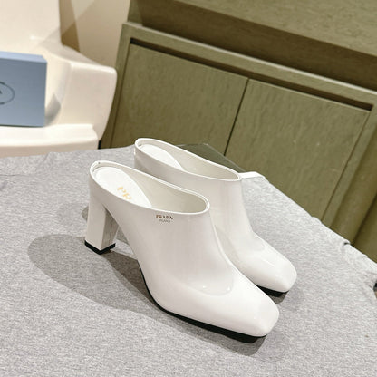 PRA 2026S High Heel Mule 75 White Patent Leather 657677