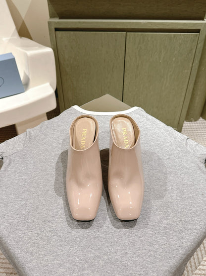 PRA 2026S High Heel Mule 75 Nude Patent Leather 657678