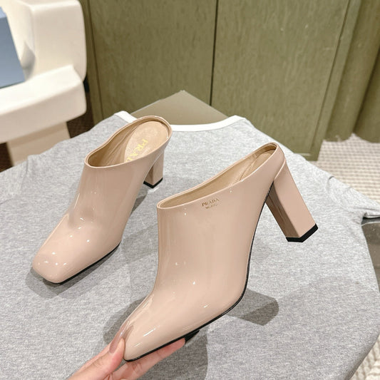 PRA 2026S High Heel Mule 75 Nude Patent Leather 657678