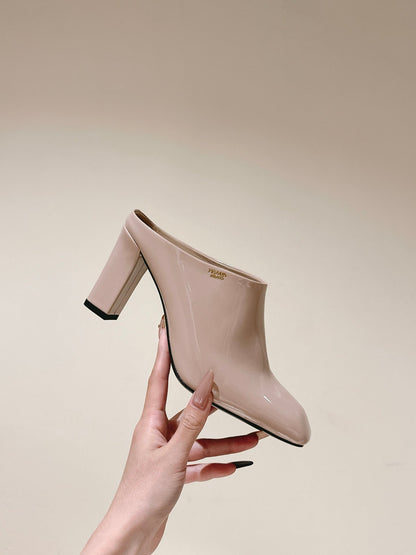 PRA 2026S High Heel Mule 75 Nude Patent Leather 657678
