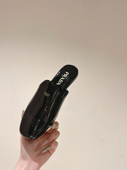 PRA 2026S Flats Mule Black Patent Leather 657680