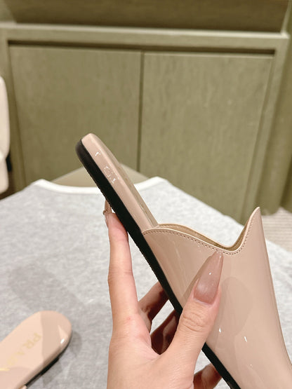 PRA 2026S Flats Mule Nude Patent Leather 657682