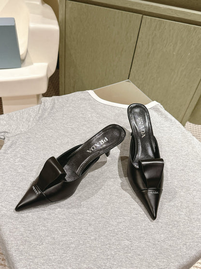 PRA 2026S High Heel Mule 80 Black Sheepskin 657665