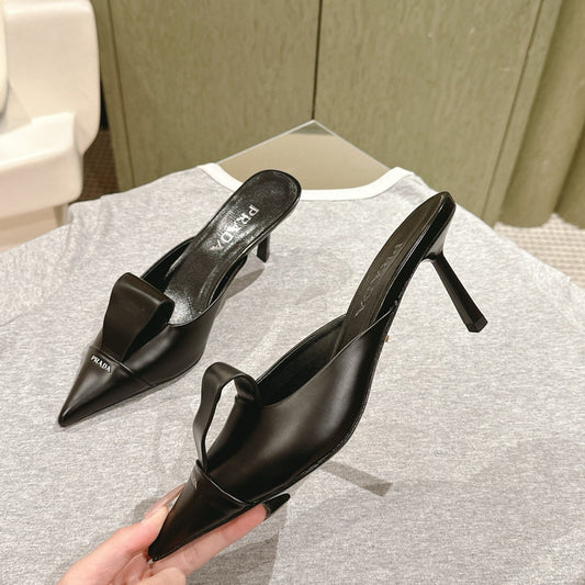 PRA 2026S High Heel Mule 80 Black Sheepskin 657665