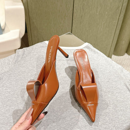 PRA 2026S High Heel Mule 80 Tan Brown Sheepskin 657667