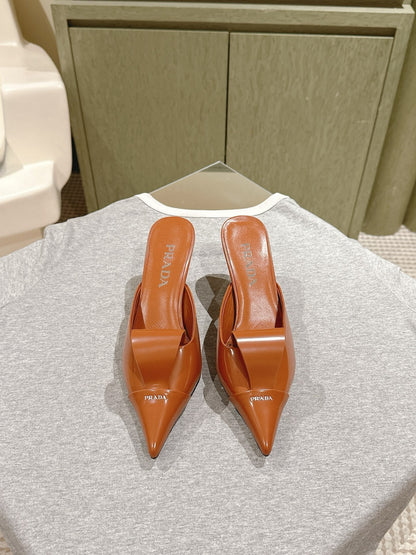 PRA 2026S High Heel Mule 80 Tan Brown Sheepskin 657667