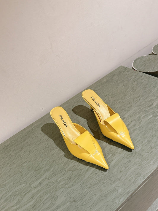 PRA 2026S High Heel Mule 80 Yellow Sheepskin 657668