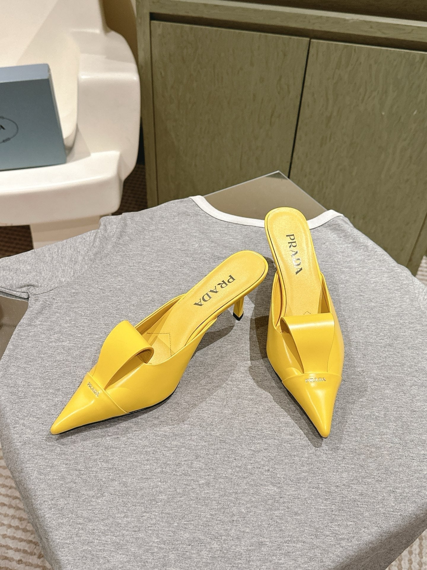 PRA 2026S High Heel Mule 80 Yellow Sheepskin 657668