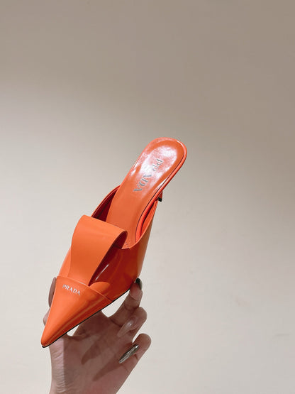 PRA 2026S High Heel Mule 80 Orange Sheepskin 657669