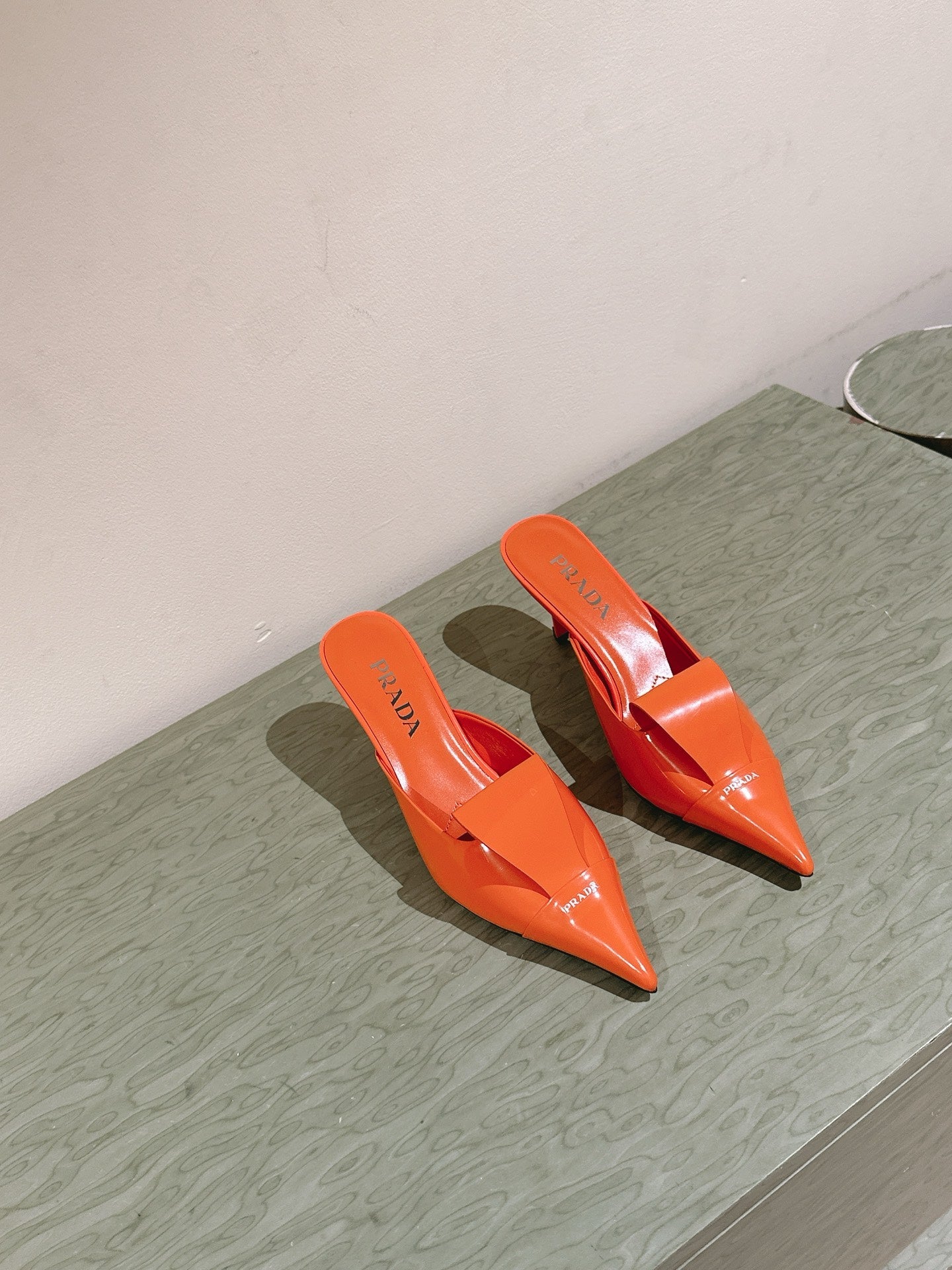 PRA 2026S High Heel Mule 80 Orange Sheepskin 657669