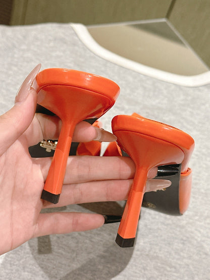PRA 2026S High Heel Mule 80 Orange Sheepskin 657669