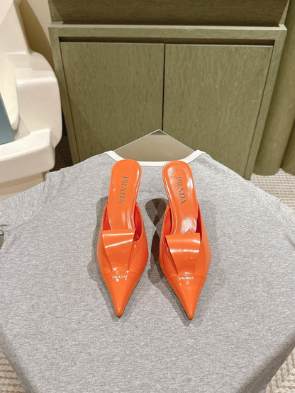 PRA 2026S High Heel Mule 80 Orange Sheepskin 657669