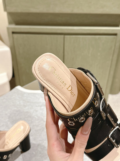 CD 26s High Heel Sandal 65 Black Beige Lambskin 661540