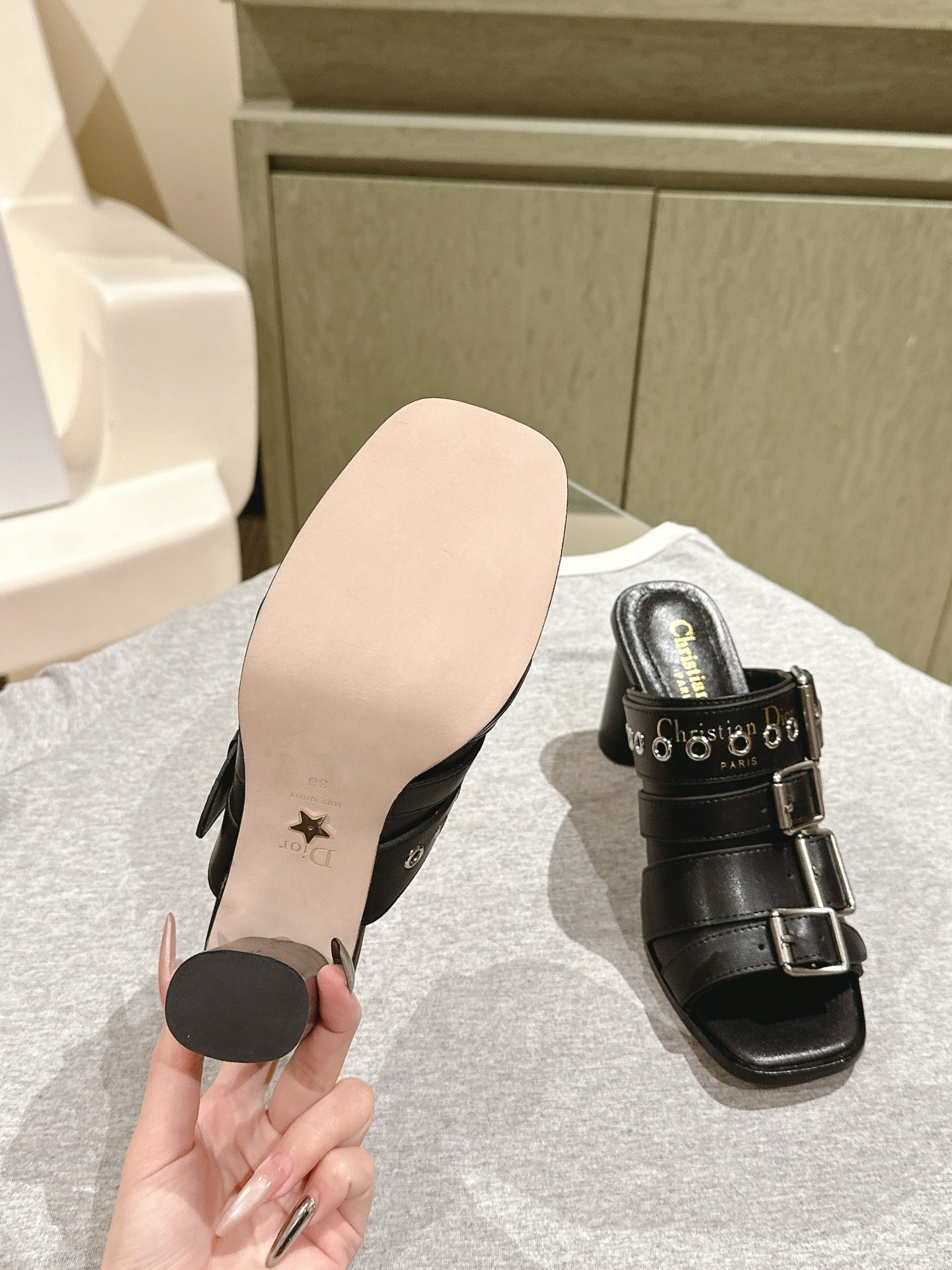 CD 26s High Heel Sandal 65 Black Lambskin 661541