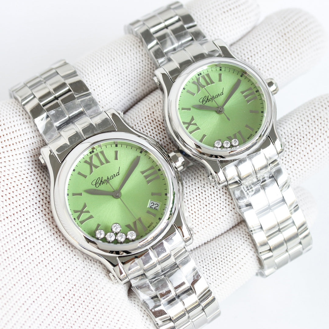 Happy Diamond Silver Green Dial