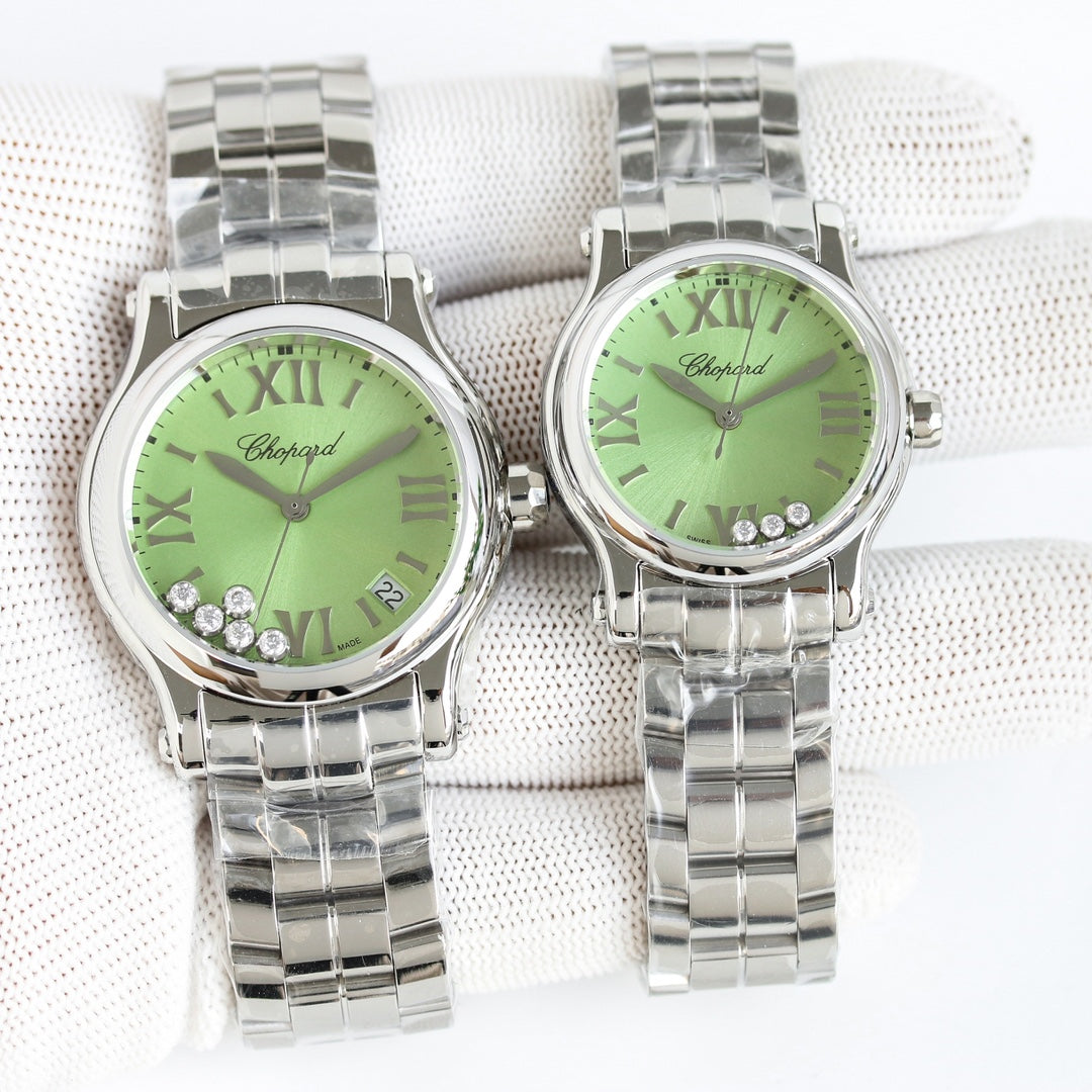 Happy Diamond Silver Green Dial