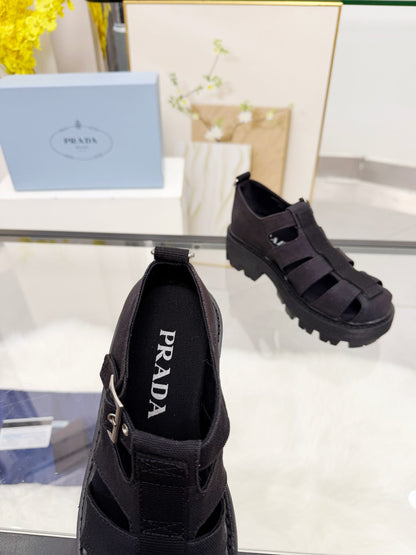 Prada 2026 Sandal Black Fabric Rubber 715624