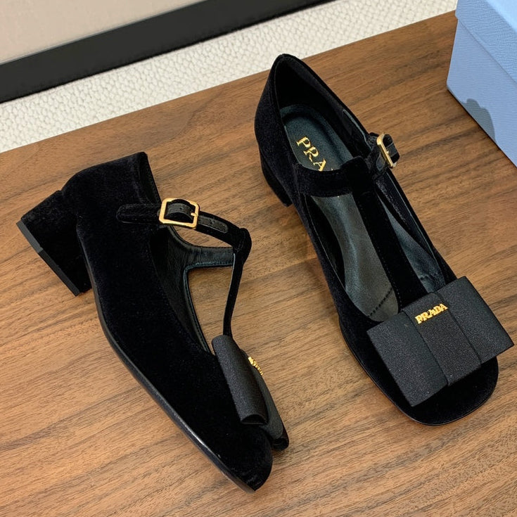 Prada 2026 Pump Black Velvet Leather 606358