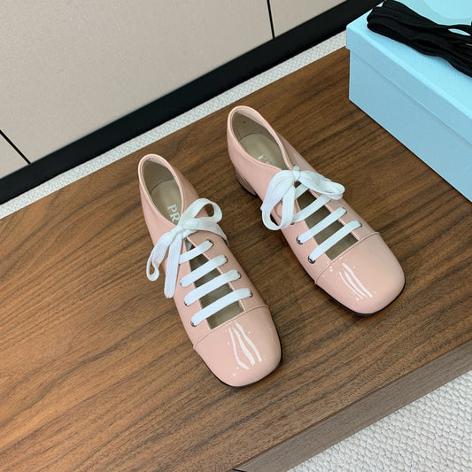 PRA 26S Chunky Heeled 40 Nude Pink Patent Leather 606371