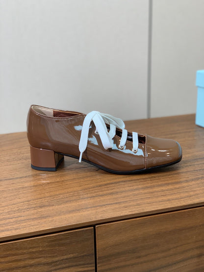 PRA 26S Chunky Heeled 40 Brown Patent Leather 606372