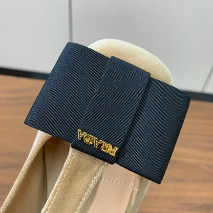 Prada 2026 T-strap Mary Janes 25mm Bow Calfskin Leather 792681